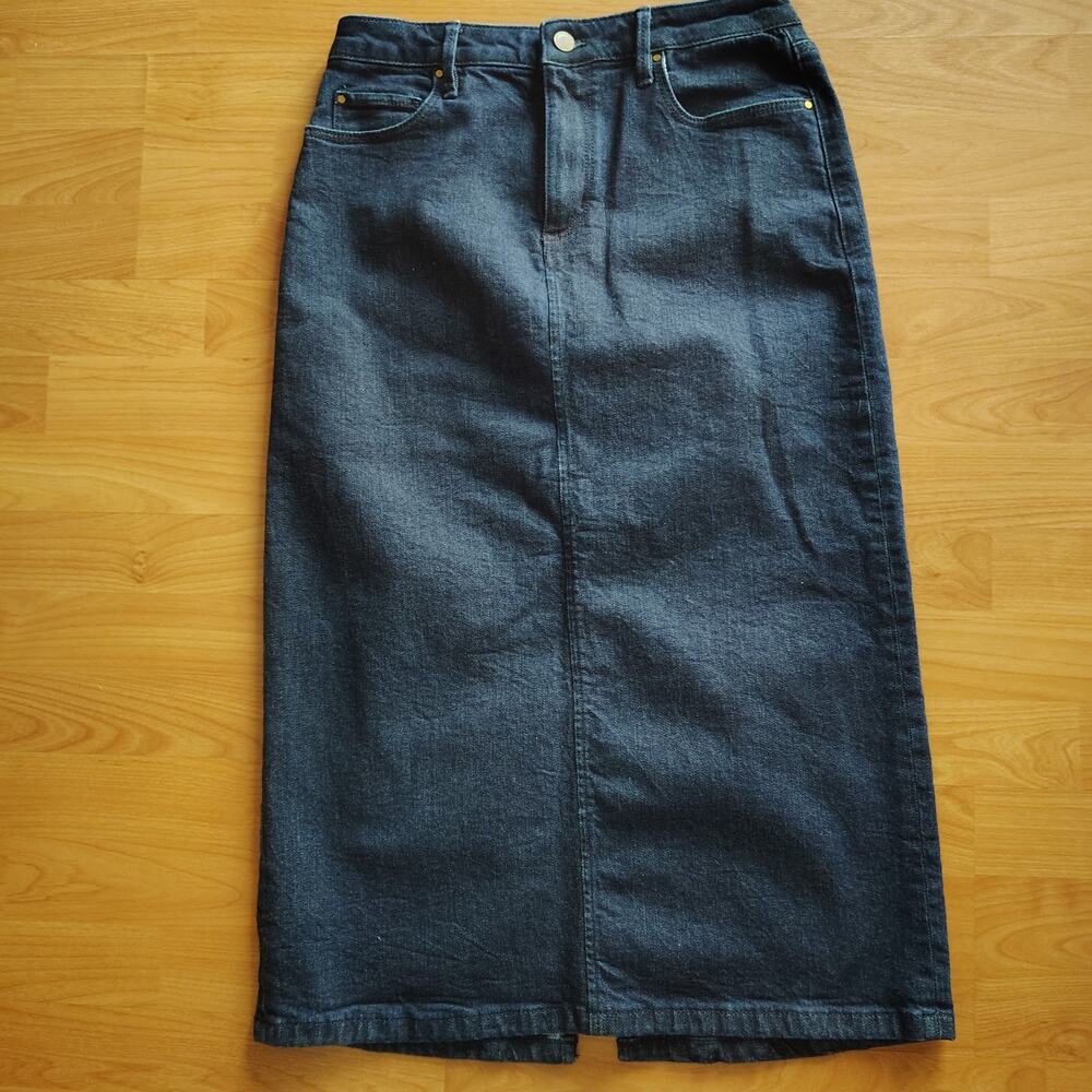 Ann Taylor Dark Blue Denim Midi Skirt Size 4